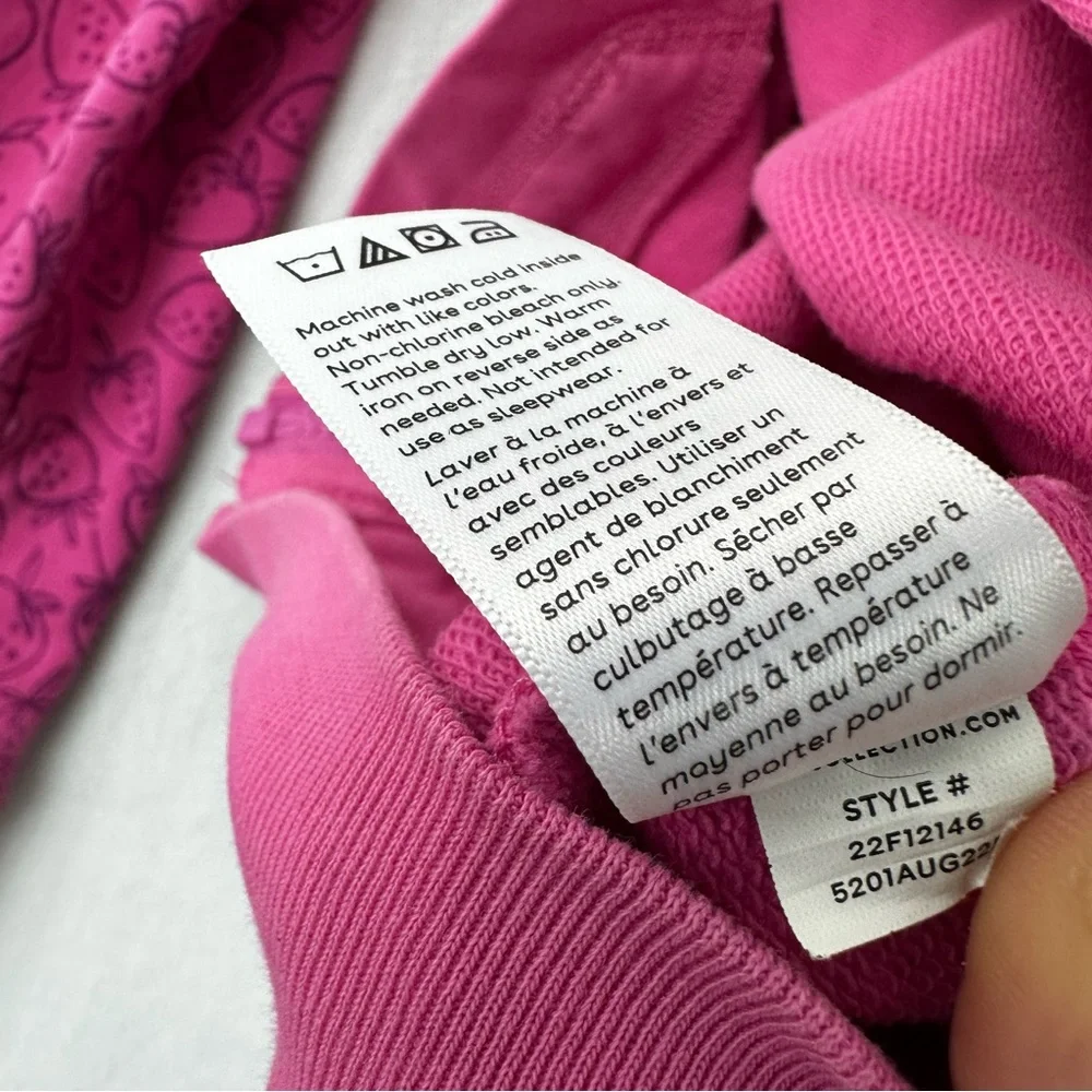 Tea Collection Girl's‎ Strawberry Full Zip Hoodie Sweatshirt Size 12 Pink Hooded